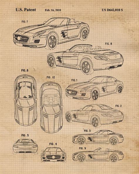 Vintage Mercedes Patent Prints Unframed Photos Wall Art Etsy Etsy