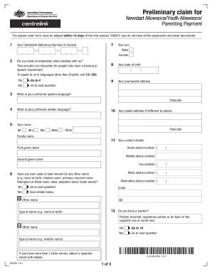 Fillable Online Humanservices Gov Preliminary Claim For Humanservices