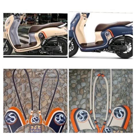 Jual STRIPING LIST STANDART HONDA SCOOPY FASHION 2021 CREAM BIRU