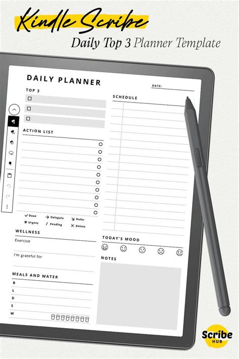 Kindle Scribe Daily Top 3 Planner Pdf Template For Kindle Scribe E Ink