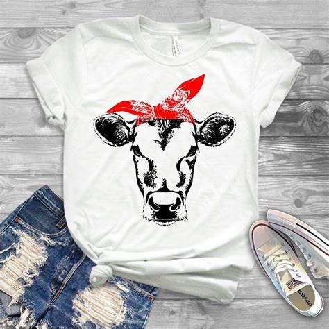 Cow With Bandana Iron On Transfer Cow Tshirt Heffer Tshirt Etsy Cow