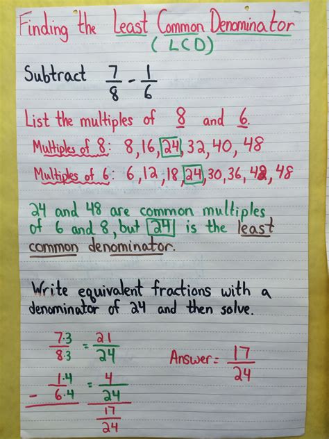 Common Denominator Worksheets