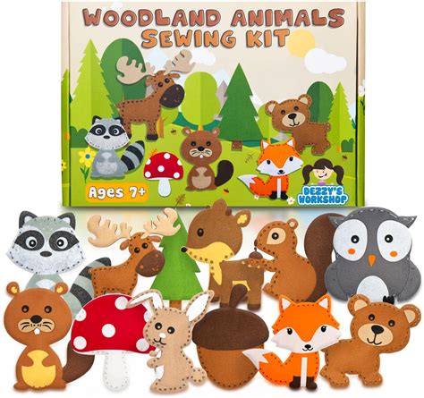 Dezzy's Workshop Sewing Kit for Kids - Woodland Animals Kids Sewing Kit ...