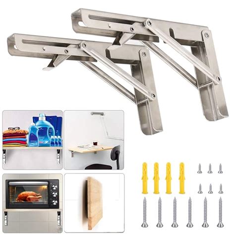 Buy Folding Shelf Brackets With Install Screws Heavy Duty Stainless Steel 304 Collapsible Shelf