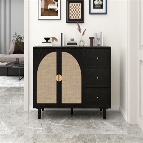 Kadyn Rattan Cabinet Buffet Storage Cabinet Modern Sideboard Accent