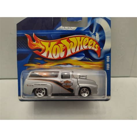 FORD F 100 1956 PANEL TRUCK MOTOR HARLEY DAVIDSON 1 64 HOT WHEELS BCN STOCK CARS
