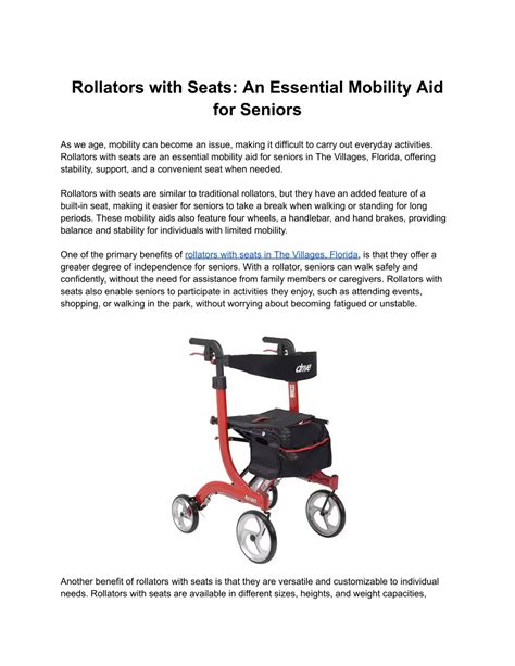 PPT Rollators With Seats An Essential Mobility Aid For Seniors