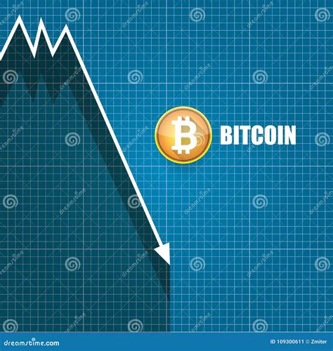 Vector Bitcoin Market Crash Graph On Blueprint Background Bitcoin Hype