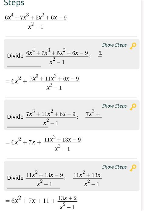 6x^4+7x^3+5x^2+6x-9÷x^2-1solution neededwith step - Brainly.in