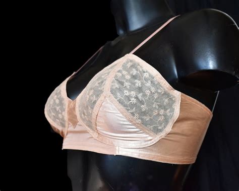 Bra Peach Lace Vintage Lingerie 30 S Art Deco New Lace Glamour