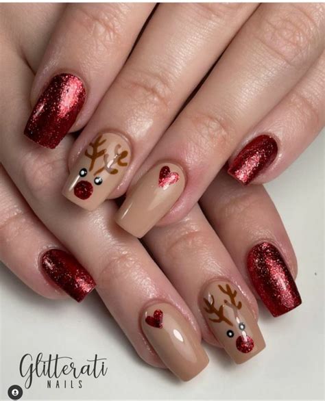 Elegant Reindeer Nails For Christmas The Glossychic Nail