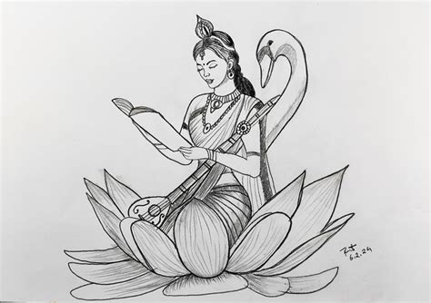 Saraswati Mata For Basant Panchami Saraswati Maa Drawing In 2024