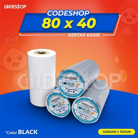 Jual Kertas Thermal CODESHOP 80 X 40 MM Struk Kasir Paper Roll HITAM