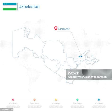 Infografis Rinci Peta Uzbekistan Dan Pin Ibu Kota Negara Tashkent ...