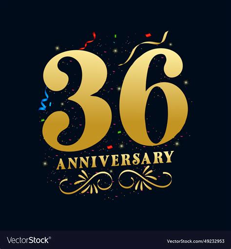 36 Anniversary Luxurious Golden Color Template Vector Image