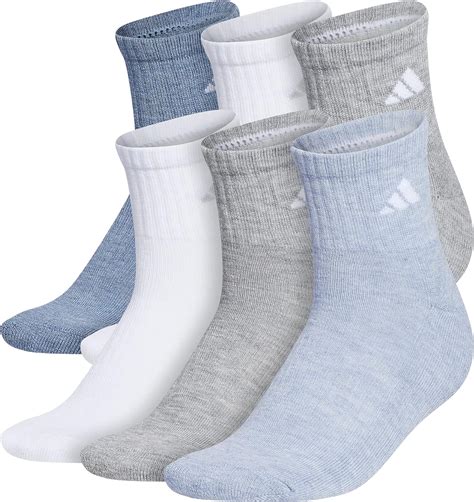 Adidas Womens Athletic Quarter Socks 6 Pack