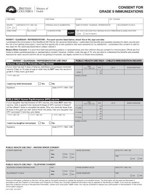 Fillable Online Bccdc Grade Consent Form Fax Email Print Pdffiller