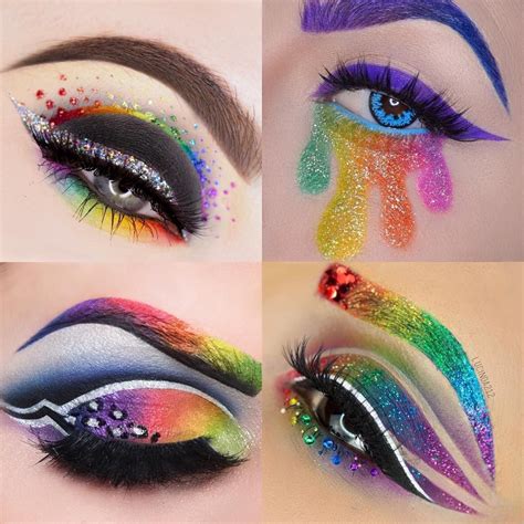 Advanced Rainbow Glitter Eyeshadow Looks Collage Maquillage Original Maquillage Artistique