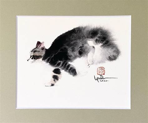 Yutaka Murakami Yu Ta Ka Watercolor Cats Painting Yutakamurakami