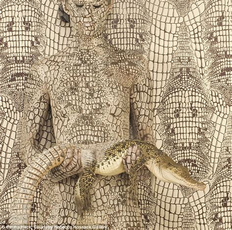 Emma Hack S Paintings Camouflage Nude Models Against Graphic Backgrounds Daily Mail Online