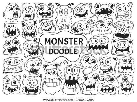 Hand Drawn Cute Monster Doodle Cartoon Stock Vector Royalty Free 2208509385 Shutterstock