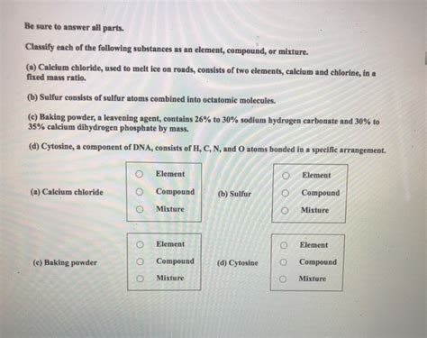 Solved Be Sure To Answer All Parts Classify Each Of The Chegg