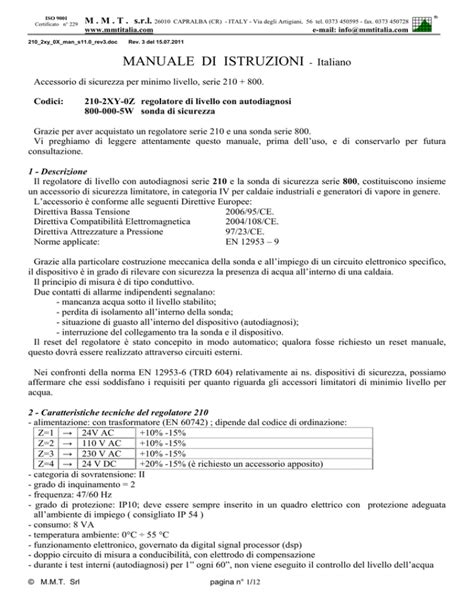 Manuale Di Istruzioni Italiano