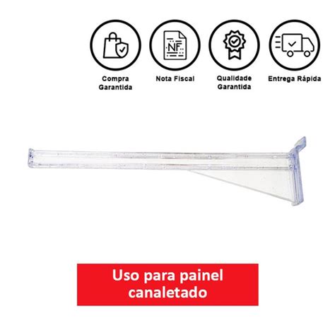 3 Suportes Prateleira Acrílico 30cm Painel Canaletado Loja em Promoção