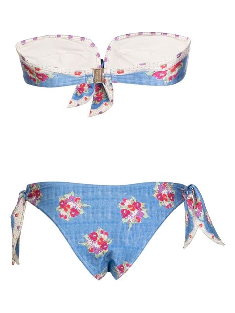 Zimmermann 2pc Clover Scarf Bikini Set In Blue ModeSens