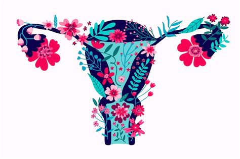 Free Vector Female Reproductive System With Flowers