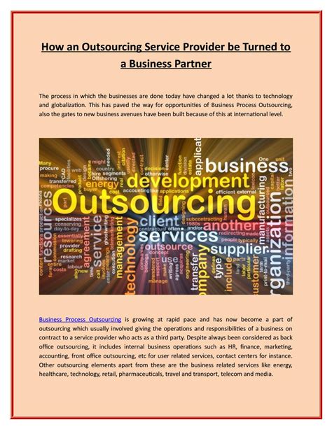 How An Outsourcing Service Provider Be Turned To A Business Partner By