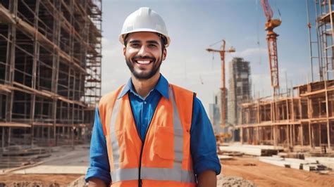 Premium Photo Civil Engineer Hispanic Smiling With Constuction