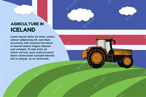 Premium Vector Agriculture In Iceland Concept Banner With Tractor