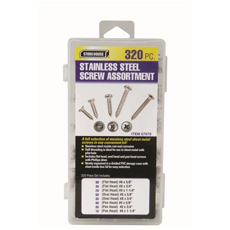 Stainless Steel Sheet Metal Screw Set - 320 Piece