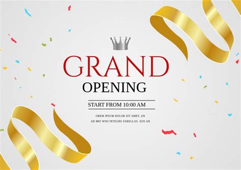 Edit Grand Opening Flyer With Customized Elegant Gold Ribbon Template