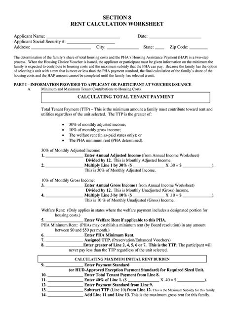 Rental Income Calculation Worksheet