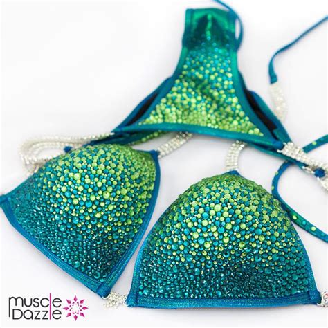 Blue Green Crystal Competition Bikini Suit CB215 Etsy Australia