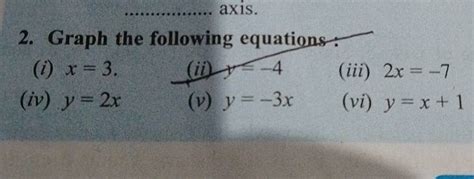 2 Graph The Following Equations I X 3 Ii Y −4 Iii 2x −7 Iv Y