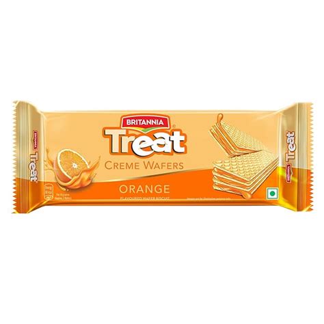 Britannia Treat Cr Me Wafers Orange Flavoured Wafer Biscuit Gm