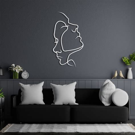 Minimalist Line Wall Art Faces Metal Wall Art Minimalist Etsy France