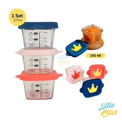 Jual Baby Food Glass Container 160 Ml 3 Pcs Storage Kotak Makanan Mpasi