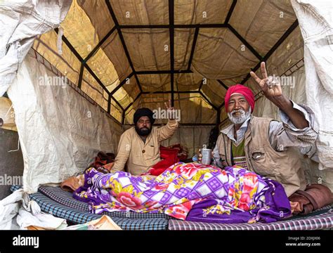 Portrait Of Group Of Farmers During The Protest At Delhi Haryana Border