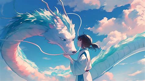 Spirited Away Chihiro And Haku Dragon Sky Desktop Wallpaper 4k