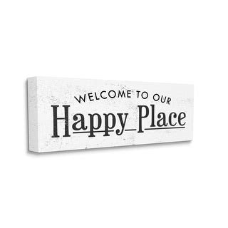 Stupell Welcome To Our Happy Place Phrase Minimalist Design Canvas Wall