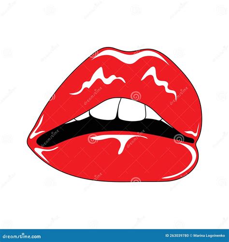 Female Lips With Red Lipstick Stock Vector Illustration Of Style Color 263039780