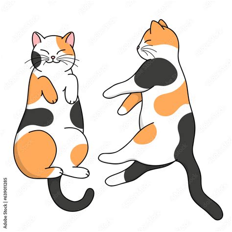 Cute Cartoon Colorful Smiling Sleeping Cats Vector Cat Set Isolated On