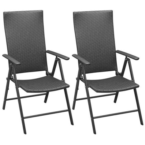 Zerodis Chaises empilables de jardin 2 pcs Résine tressée Noir AB42796