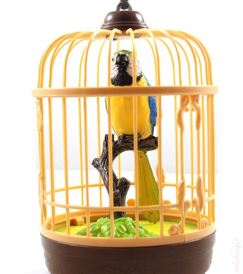 Galleon Haktoys Singing And Chirping Toy Bird In A Cage Moving Beak And Tail Sound Activated