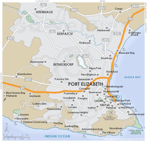 Greater Port Elizabeth Region Map South Africa