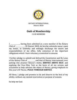 Rotary Oath Of Membership Complete With Ease Airslate Signnow